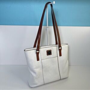 Dooney & Bourke Bone White Leather Pebble Grain Lexington Tote Shoulder Bag‎